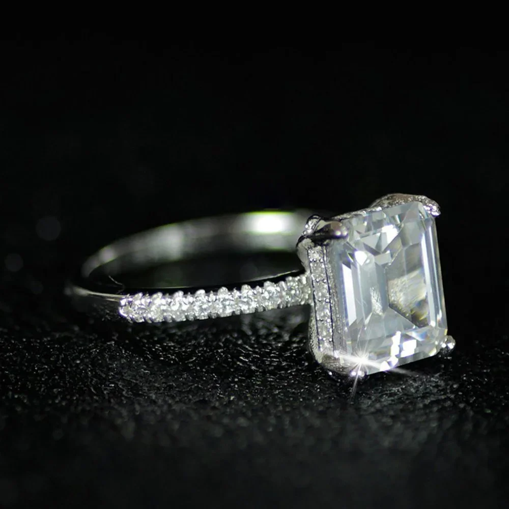 NEW 3.5 Carat Emerald Cut Pave Engagement Ring